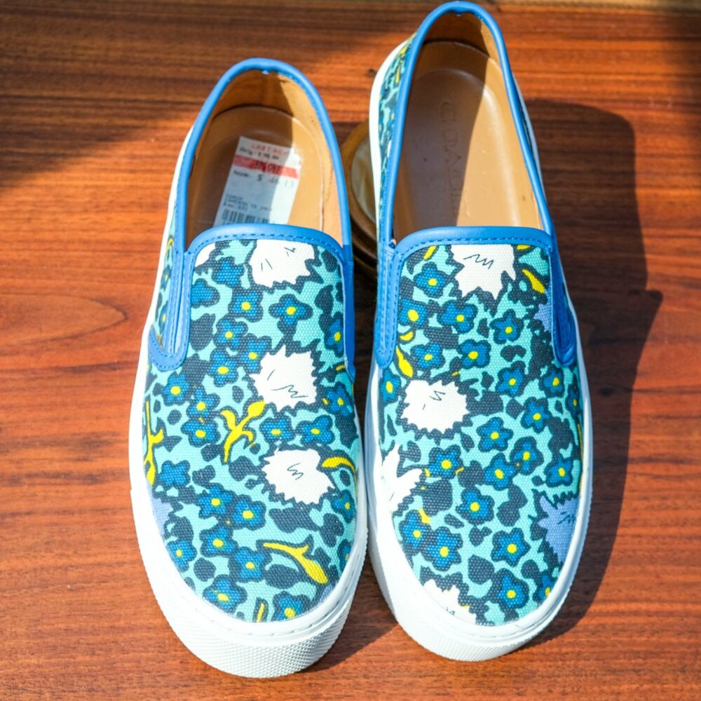 Coach Blue Floral Slip-On Sneakers - Picture 3 of 14